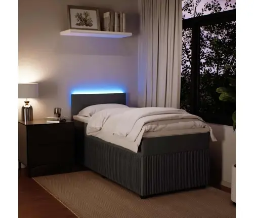 Atsperu Gulta Ar Matraci, Tumši Pelēka Samts, 90X200 Cm Vidaxl