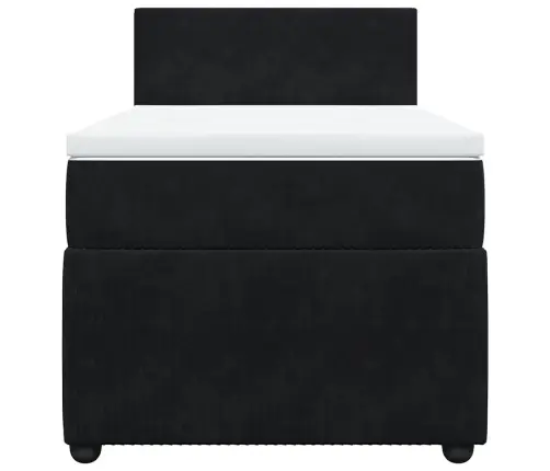 Kontinentaalvoodi Madratsiga, Must, 90X200 cm Samet