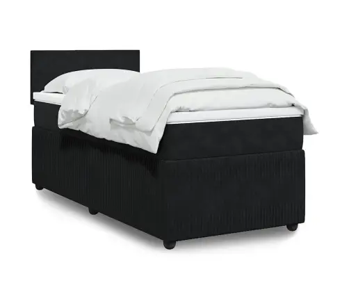 Kontinentaalvoodi Madratsiga, Must, 90X200 cm Samet