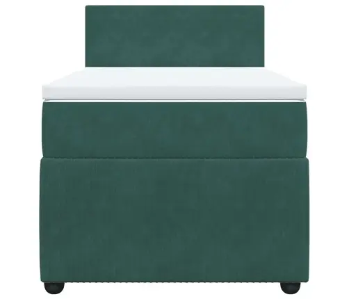 Atsperu Gulta Ar Matraci, Tumši Zaļš Samts, 90X200 Cm Vidaxl