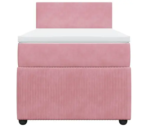 Atsperu Gulta Ar Matraci, Rozā Samts, 90X200 Cm Vidaxl