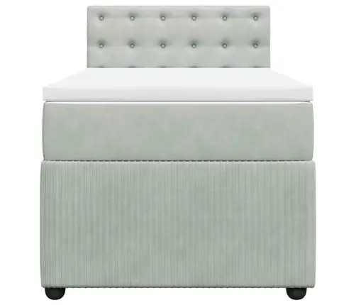 Atsperu Gulta Ar Matraci, Gaiši Pelēka Samts, 90X200 Cm Vidaxl