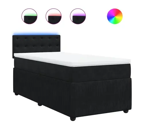 Kontinentaalvoodi Madratsiga, Must, 90X200 cm Samet