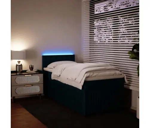 Atsperu Gulta Ar Matraci, Zils Audums, 90X200 Cm Vidaxl