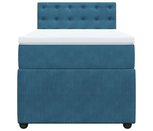 Atsperu Gulta Ar Matraci, Zils Audums, 90X200 Cm Vidaxl