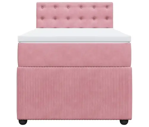 Atsperu Gulta Ar Matraci, Rozā Samts, 90X200 Cm Vidaxl