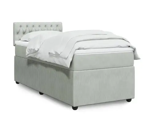 Lova Su Spyruoklėmis Ir Čiužiniu, Pilka, 90X200 cm Aksomas