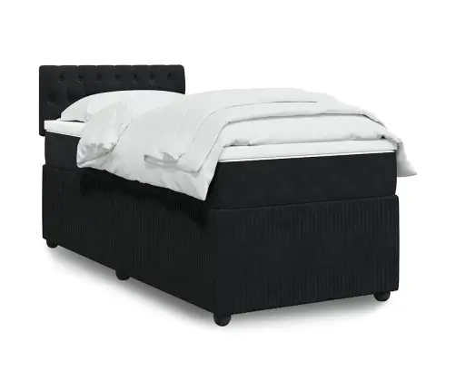 Kontinentaalvoodi Madratsiga, Must, 90X200 cm Samet