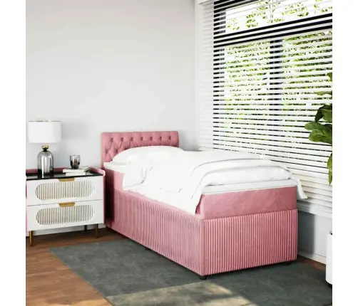 Kontinentaalvoodi Madratsiga, Roosa, 90X200 cm Samet
