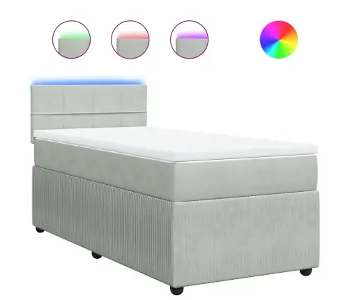 Kontinentaalvoodi Madratsiga, Helehall, 90X200 cm Samet