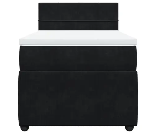 Kontinentaalvoodi Madratsiga, Must, 90X200 cm Samet