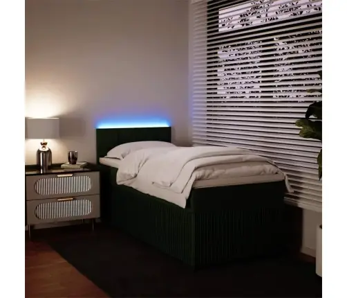 Lova Su Spyruoklėmis Ir Čiužiniu, Žalia, 90X200 cm Aksomas