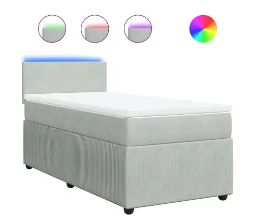 Lova Su Spyruoklėmis Ir Čiužiniu, Pilka, 100X200 cm Aksomas