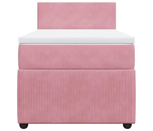 Atsperu Gulta Ar Matraci, Rozā Samts, 100X200 Cm Vidaxl