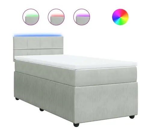 Atsperu Gulta Ar Matraci, Gaiši Pelēka Samts, 100X200 Cm Vidaxl