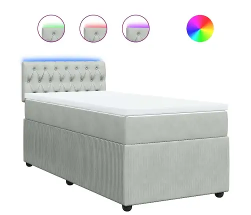 Atsperu Gulta Ar Matraci, Gaiši Pelēka Samts, 100X200 Cm Vidaxl