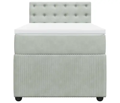 Atsperu Gulta Ar Matraci, Gaiši Pelēka Samts, 100X200 Cm Vidaxl