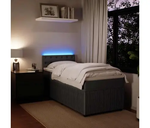 Atsperu Gulta Ar Matraci, Tumši Pelēka Samts, 100X200 Cm Vidaxl