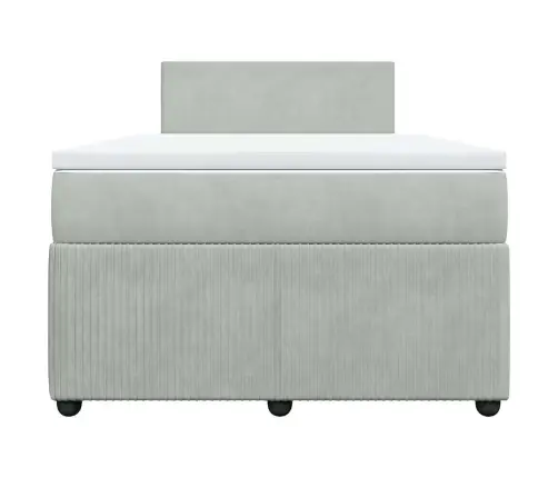 Kontinentaalvoodi Madratsiga, Helehall, 120 X 190 cm Samet