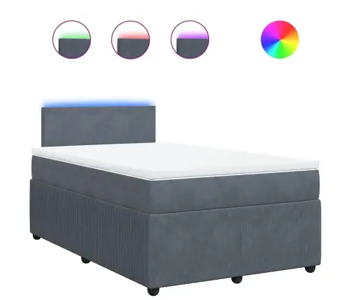 Lova Su Spyruoklėmis Ir Čiužiniu, Pilka, 120X190cm Aksomas