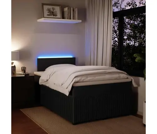 Lova Su Spyruoklėmis Ir Čiužiniu, Juoda, 120X190cm Aksomas