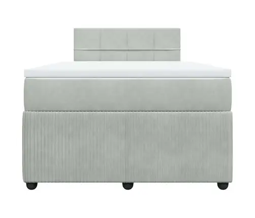 Atsperu Gulta Ar Matraci, Gaiši Pelēka Samts, 120X190 Cm Vidaxl