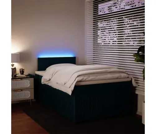 Atsperu Gulta Ar Matraci, Zils Samts, 120X190 Cm Vidaxl