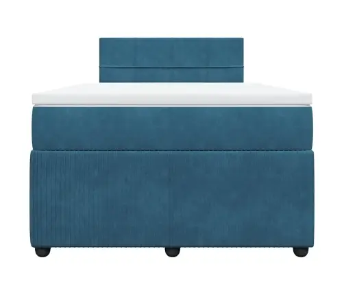 Atsperu Gulta Ar Matraci, Zils Samts, 120X190 Cm Vidaxl