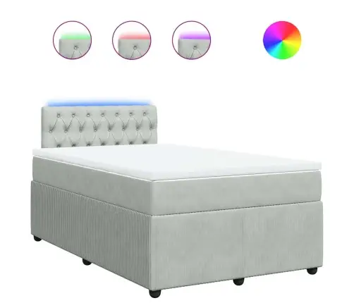 Atsperu Gulta Ar Matraci, Gaiši Pelēka Samts, 120X190 Cm Vidaxl