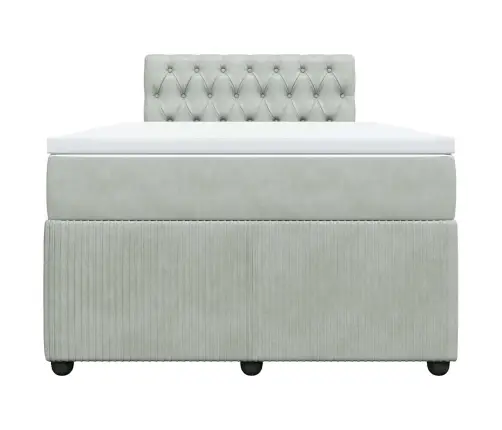 Atsperu Gulta Ar Matraci, Gaiši Pelēka Samts, 120X190 Cm Vidaxl