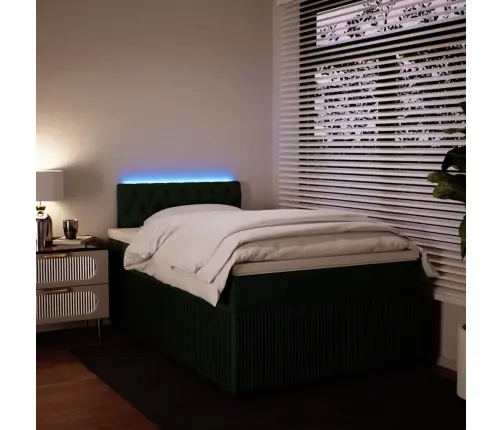 Atsperu Gulta Ar Matraci, Tumši Zaļš Samts, 120X190 Cm Vidaxl