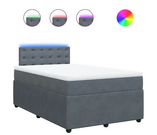 Atsperu Gulta Ar Matraci, Tumši Pelēks Samts, 120X190 Cm Vidaxl