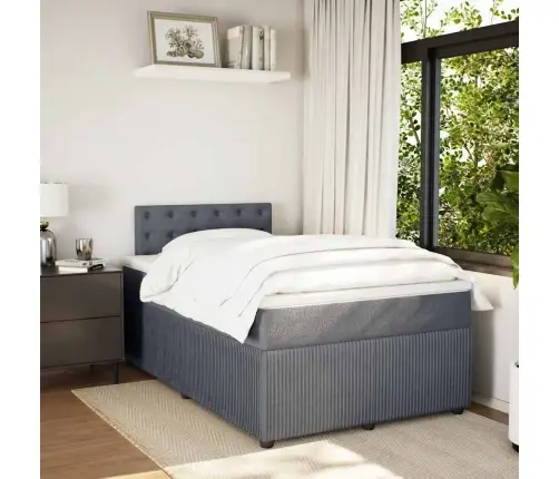 Atsperu Gulta Ar Matraci, Tumši Pelēks Samts, 120X190 Cm Vidaxl