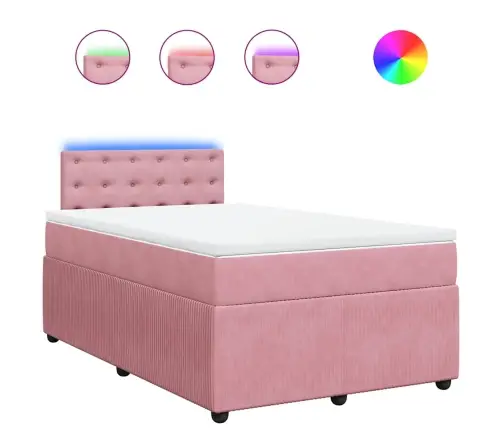 Atsperu Gulta Ar Matraci, Rozā Samts, 120X190 Cm Vidaxl