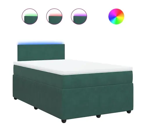 Atsperu Gulta Ar Matraci, Tumši Zaļš Samts, 120X200 Cm Vidaxl