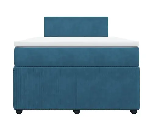 Atsperu Gulta Ar Matraci, Zils Samts, 120X200 Cm Vidaxl