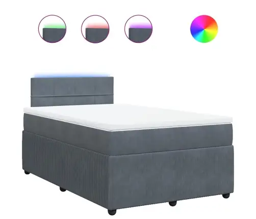 Atsperu Gulta Ar Matraci, Tumši Pelēka Samts, 120X200 Cm Vidaxl