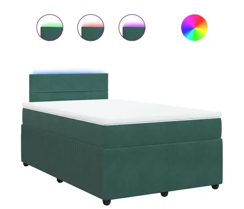 Atsperu Gulta Ar Matraci, Tumši Zaļš Samts, 120X200 Cm Vidaxl