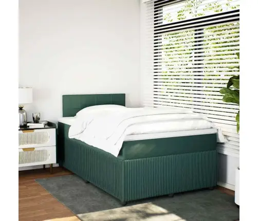 Atsperu Gulta Ar Matraci, Tumši Zaļš Samts, 120X200 Cm Vidaxl