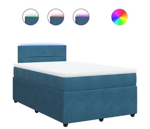 Atsperu Gulta Ar Matraci, Zils Samts, 120X200 Cm Vidaxl