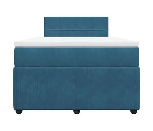 Atsperu Gulta Ar Matraci, Zils Samts, 120X200 Cm Vidaxl