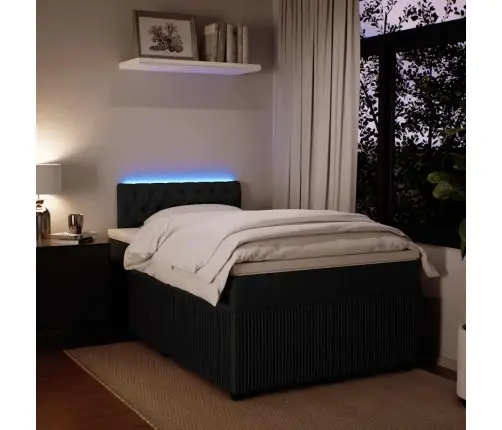 Atsperu Gulta Ar Matraci, Melna Samts, 120X200 Cm Vidaxl