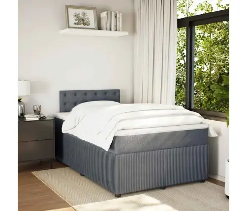 Atsperu Gulta Ar Matraci, Tumši Pelēka Samts, 120X200 Cm Vidaxl