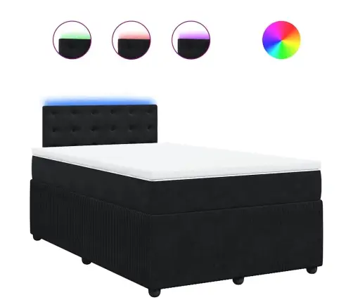 Atsperu Gulta Ar Matraci, Melna Samts, 120X200 Cm Vidaxl