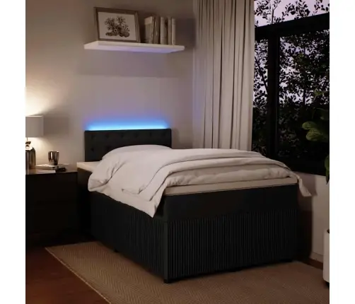 Atsperu Gulta Ar Matraci, Melna Samts, 120X200 Cm Vidaxl