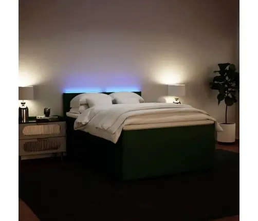 Atsperu Gulta Ar Matraci, Tumši Zaļš Samts, 140X190 Cm Vidaxl