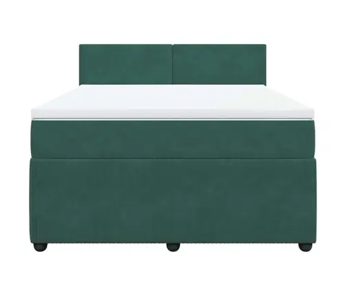 Atsperu Gulta Ar Matraci, Tumši Zaļš Samts, 140X190 Cm Vidaxl