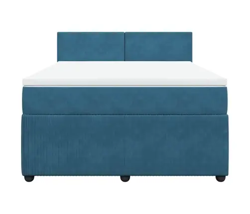 Atsperu Gulta Ar Matraci, Zils Samts, 140X190 Cm Vidaxl