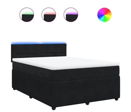 Atsperu Gulta Ar Matraci, Melna Samts, 140X190 Cm Vidaxl