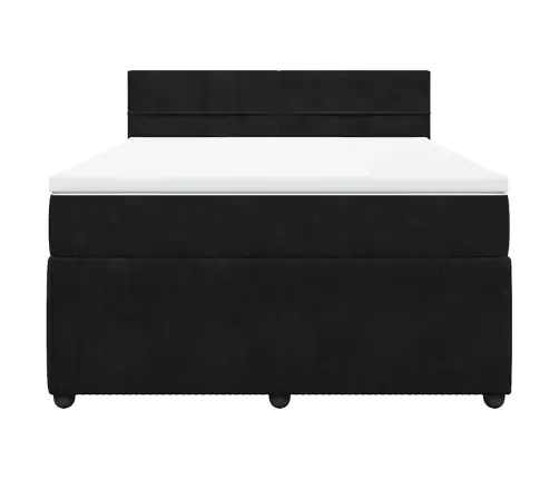 Atsperu Gulta Ar Matraci, Melna Samts, 140X190 Cm Vidaxl